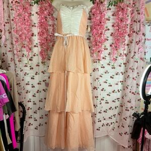 Vintage strapless peach polkadot dress